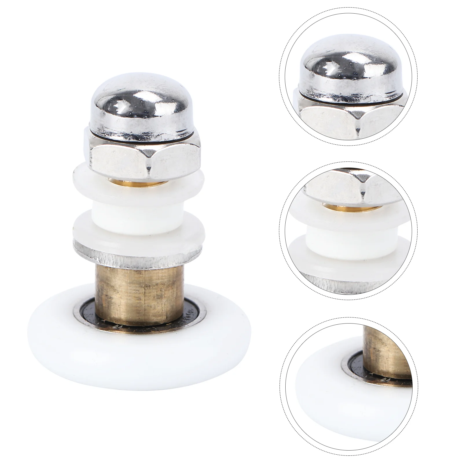 

4Pcs Door Roller Durable Sturdy Copper Single Runners Wheel Roller Pulley for Toilet Bathroom