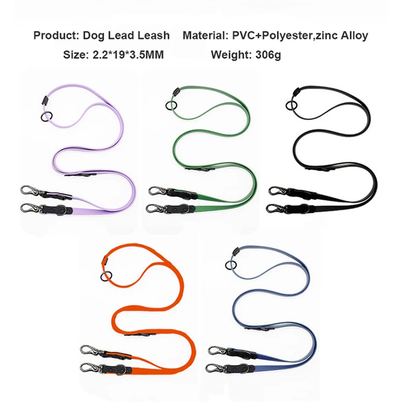 

InnoExploe Waterproof PVC Pet Dog Soft Leash NO Pull Front Back D-Ring Hands Free Rubber Coated Lead for Teddy French Bulldog