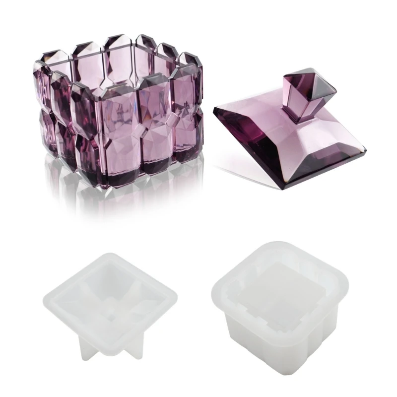 

DIY Handmade Drill Cube Jar Storage Box Crystal Epoxy Mold Jewelry Storage Silicone Molds Gift Box Making Tools Home Decoration