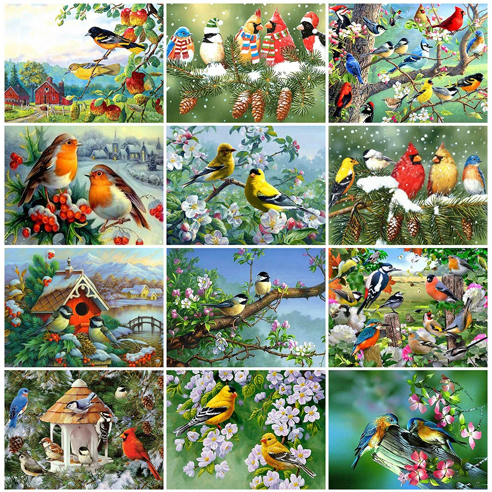 

5D DIY Diamond Painting Bird Spring Scenery Embroidery Mosaic Craft Picture Full Drill Cross Stitch Kit Home Decor Birthday Gift