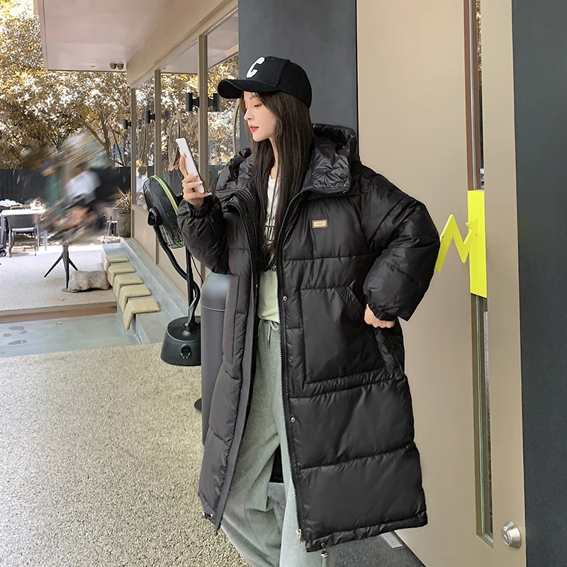 High Quality Long Hooded Puffer Jackets for Women Winter Basic Clothing Korean Teenage Girls Fashion Trends Solid Bubble Coats