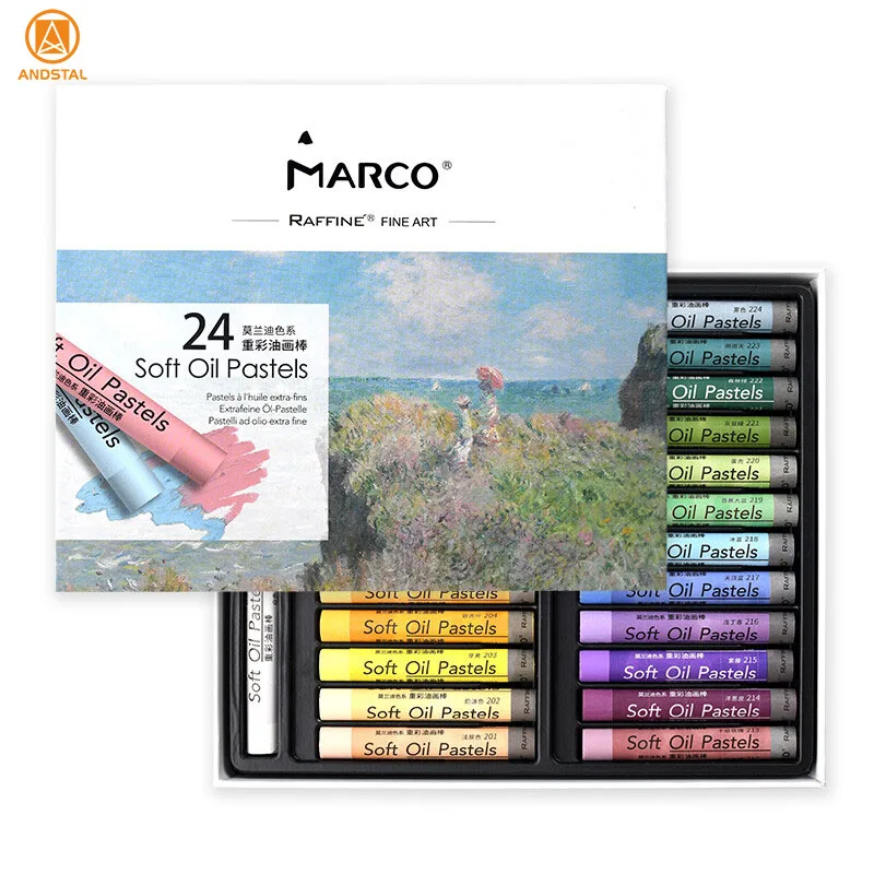 Andstal 24 Morandi Color Professional Colors Oil Pastel Soft Pastel Painting Drawing Crayons Set For Kids Student Art Supplies
