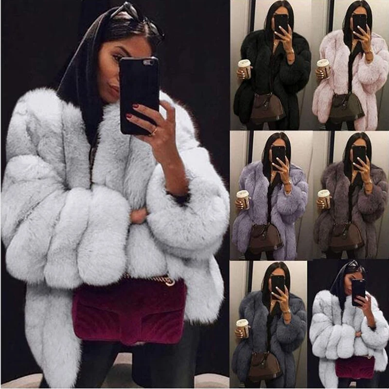 

Women Coat Mink Coats Winter Top Fashion Fur Coat Elegant Thick Warm Outerwear Fake Fur Jacket Chaquetas Mujer 2021 L3