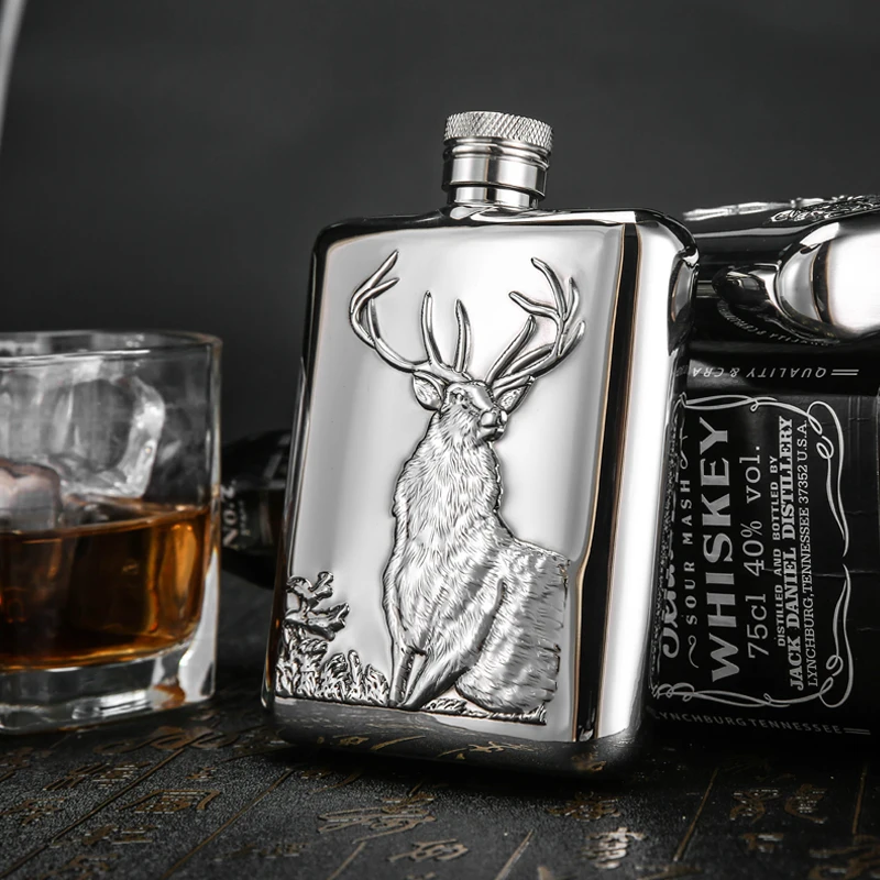 

Portable stainless steel 304 hip flask 6oz mini metal whiskey pot 170ml alcohol container
