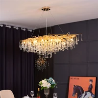 led crystal chandeliers luxury branches nordic lighting art deco villa lustre pendant lamp for living room hotel hall restaurant