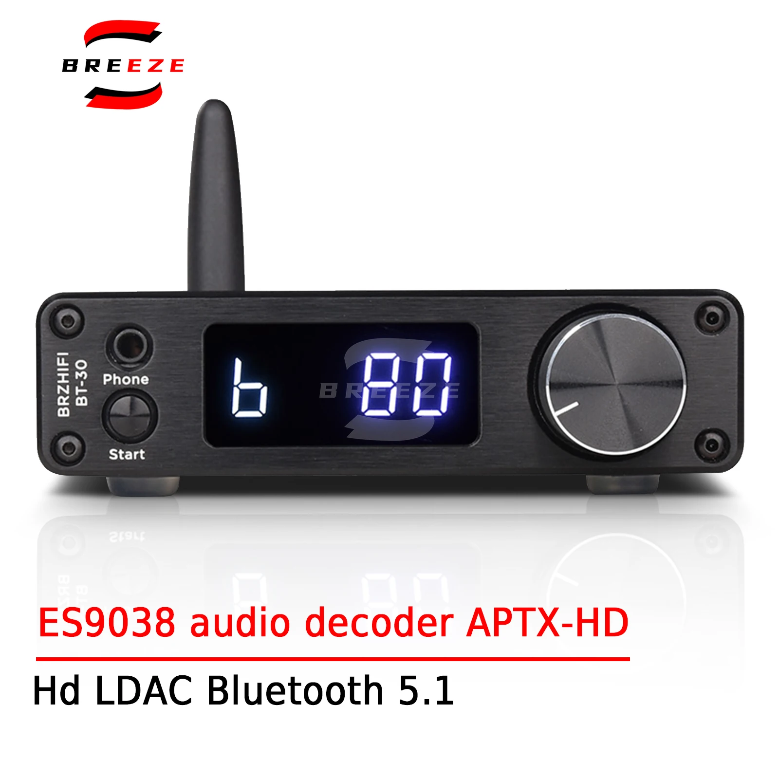 

BREEZE HIFI BT30 HD LDAC Bluetooth 5.1 Receiver Fever ES9038 Audio Decoder APTX-HD Home Theater