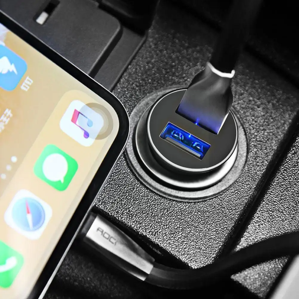 

3.1A Dual Charger USB 12v 24v Car Cigarette Lighter Charging LED USB Power Adapter Socket Voltage Charger With Indicator W0E3