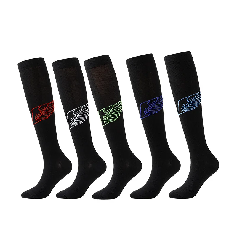 Nylon Silk Pressure Socks For Men And Women Wing Pattern Stockings multi-color Running Socks Fitness Socks Running Pressure Sock