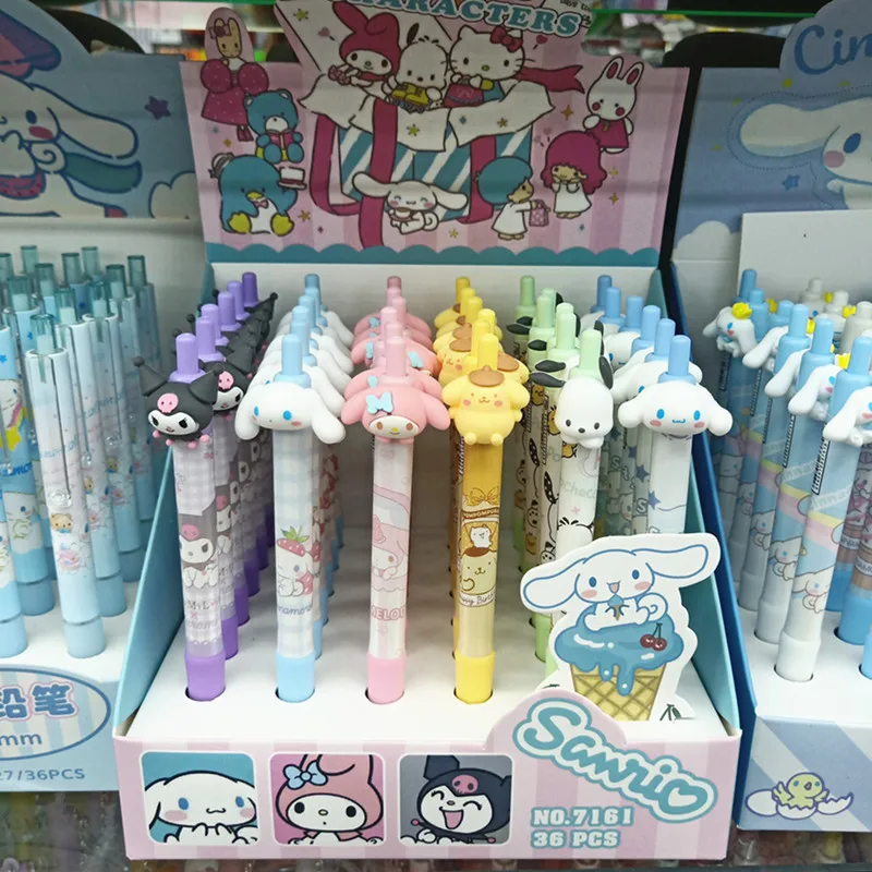 

36 шт. Мультяшные черные толкающие карандаши Sanrio Cinnamoroll Kuromi толкающие карандаши для студентов канцелярские принадлежности для письма офисны...