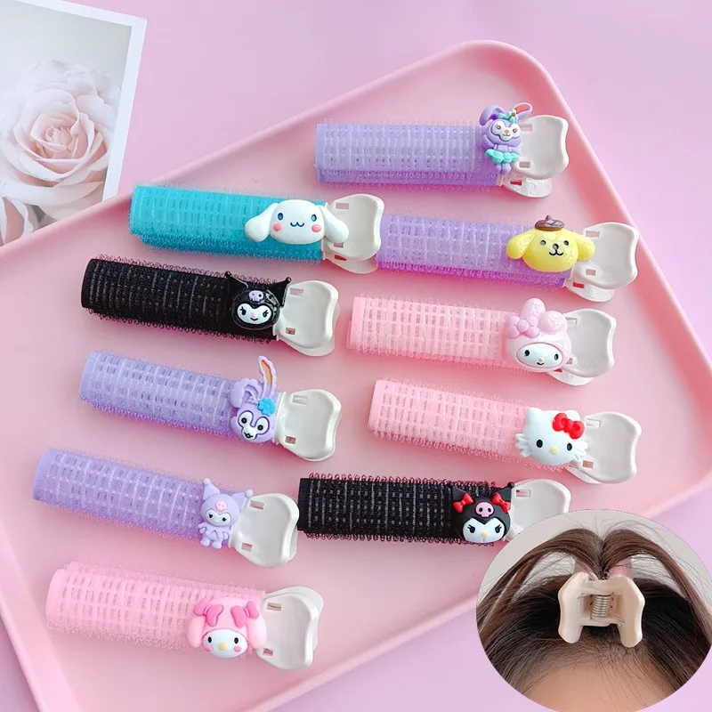 

Anime Sanrios Kuromi Melody Anime Girls Bangs Fluffy Hair Root Makeup Wash Face Clip Hair Accessories Curling Roller Female Gift