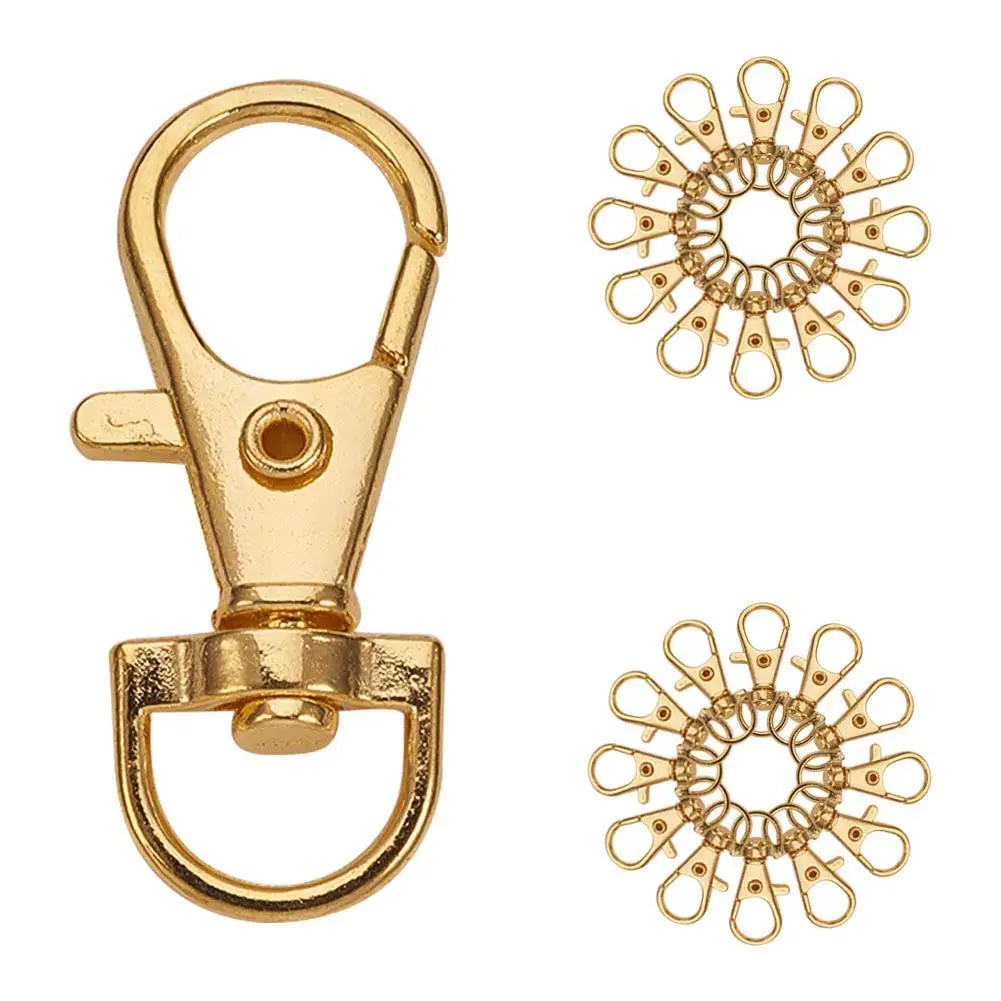 

50Pcs Aluminum alloy Swivel Lobster Claw Clasps Snap Hook 35x1 m Gold