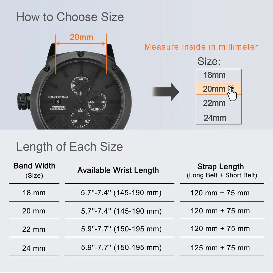 WOCCI Handmade Watch Band Men Genuine Leather Watch Strap 18mm 20mm 22mm 24mm Watchbands Bracelet Replacement Black Watch Buckle