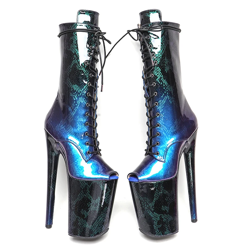 Leecabe  23CM/9inches Patent upper Sexy boots  Platform Pole Dance shoes Fashion Club Stage Performance High Heel women boots 4B