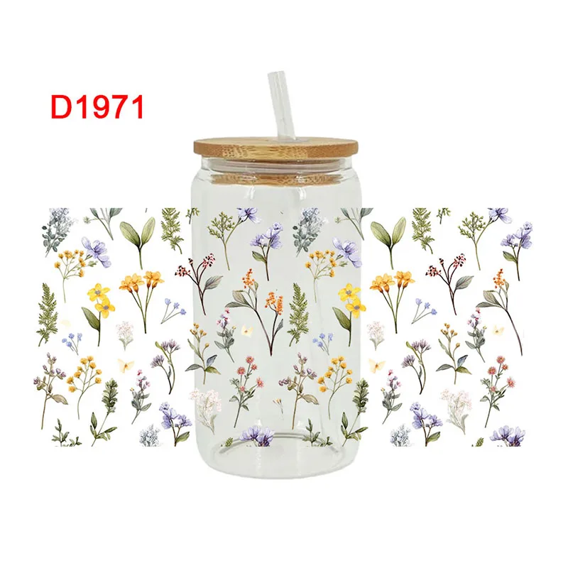 

Наклейки для перевода UV DTF, 16 унций, обертка для чашки, цветок, пчела, бабочка, печать для стекла DIY, керамической металлической кожи и т. Д. D1944