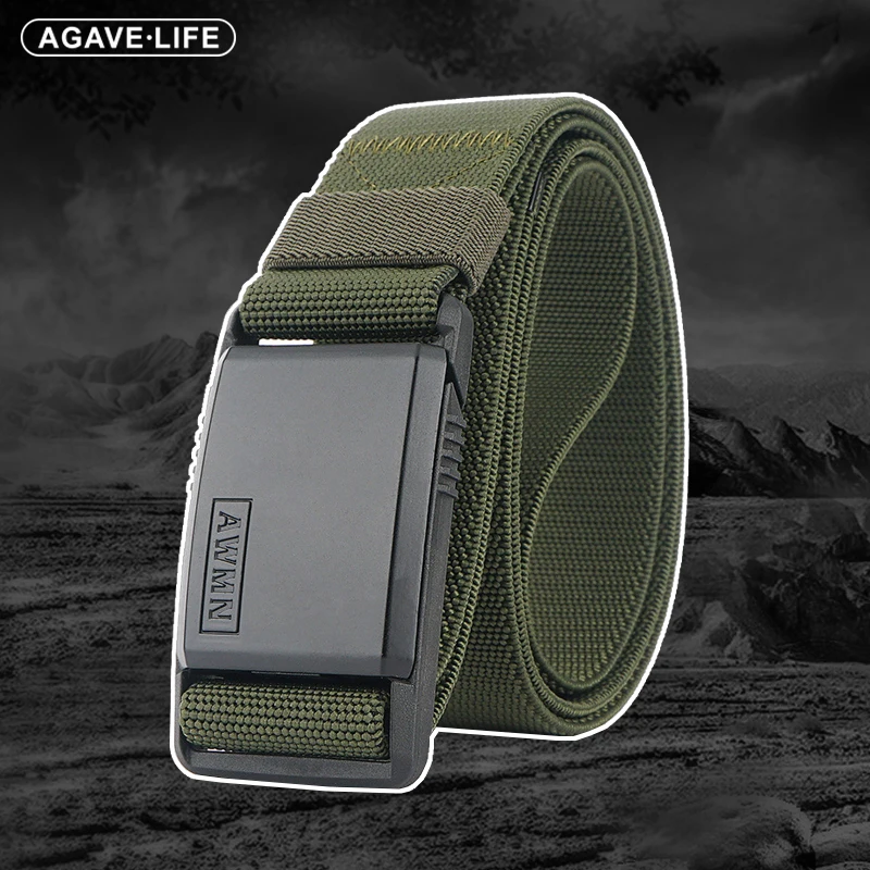 

Ремень мужской Тактический металлический, Модный повседневный эластичный пояс в стиле милитари, натуральный нейлон, однотонный, с магнитной пряжкой, 125 см