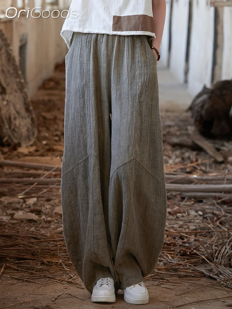 Новинка 2024 летние тонкие брюки из хлопка и льна в японском стиле размеры B209