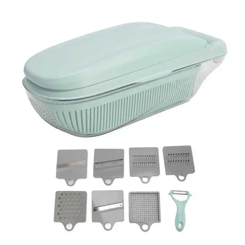 

Многофункциональный измельчитель для овощей со сливной корзиной, кухонный резак для еды для дома, инструмент для нарезки картофеля и овоще...