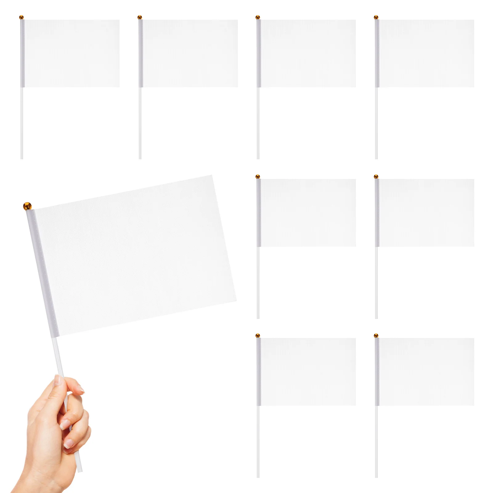 

24 Pcs Custom Flag Referee Flag Graffiti Hand Waving Flag White Mini Flags Hand Held White Flag Waving Flags