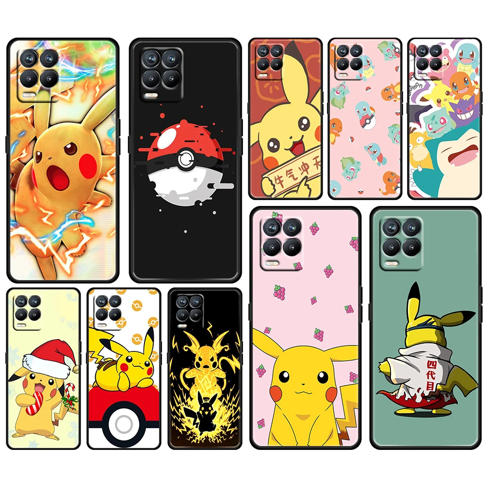 

Cartoon Pokemon Pikachu For OPPO GT Master Find X5 X3 Realme 9 8 6 C3 C21Y Pro Lite A53S A5 A9 2020 Black Phone Case Cover Capa