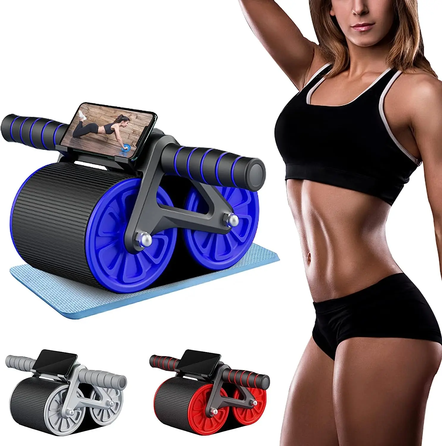 

Automatic Rebound Abdominal Wheel Widened Double Wheel Ab Roller Workout Equipment Household Core Exercise Equipment