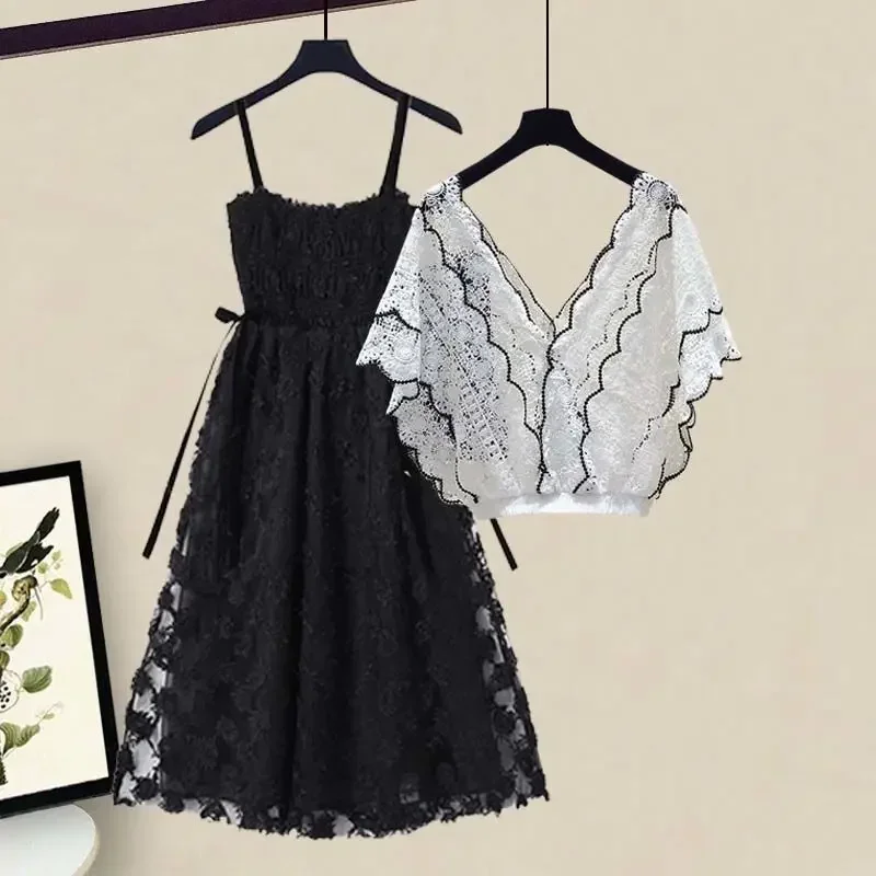 

Spring and Summer Women's Suit 2022 New Slim High-grade Sense Foreign Style Top Suspender Skirt Two Piece Sets Womens Outifits