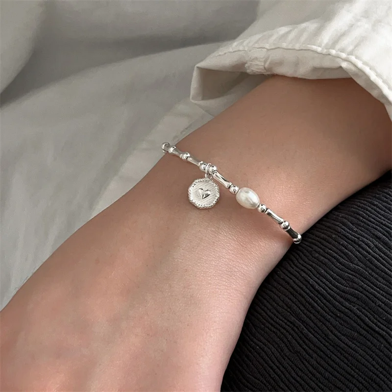 Милый универсальный браслет из бамбука в форме сердца для женщин и девочек