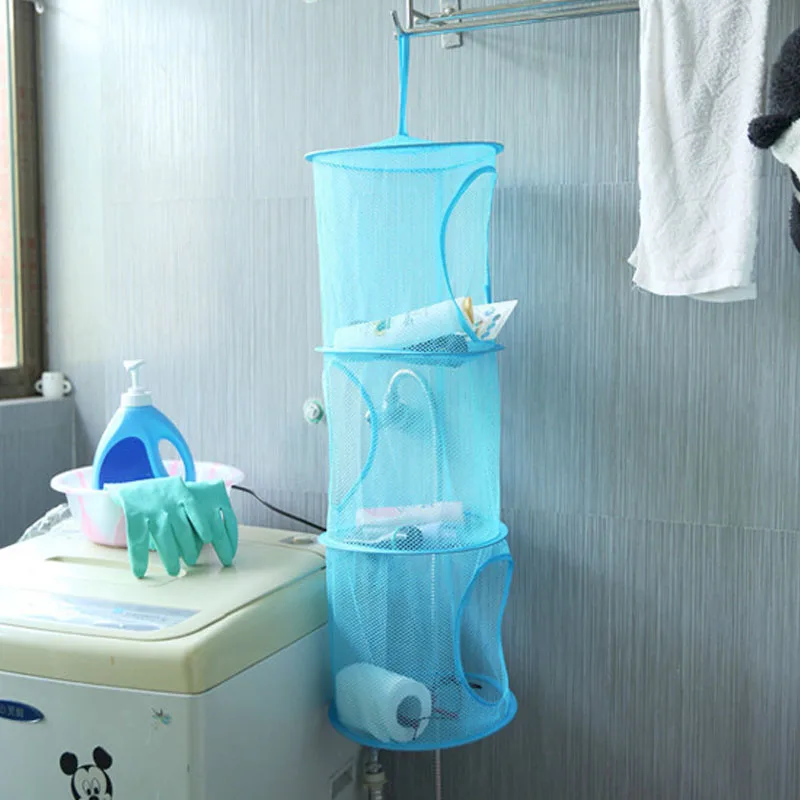 

1Pcs Pure Color Hanging Type Multiple Layers Multipurpose For Household Nylon/Wire Cylindrical Storage Basket Drying Baskets