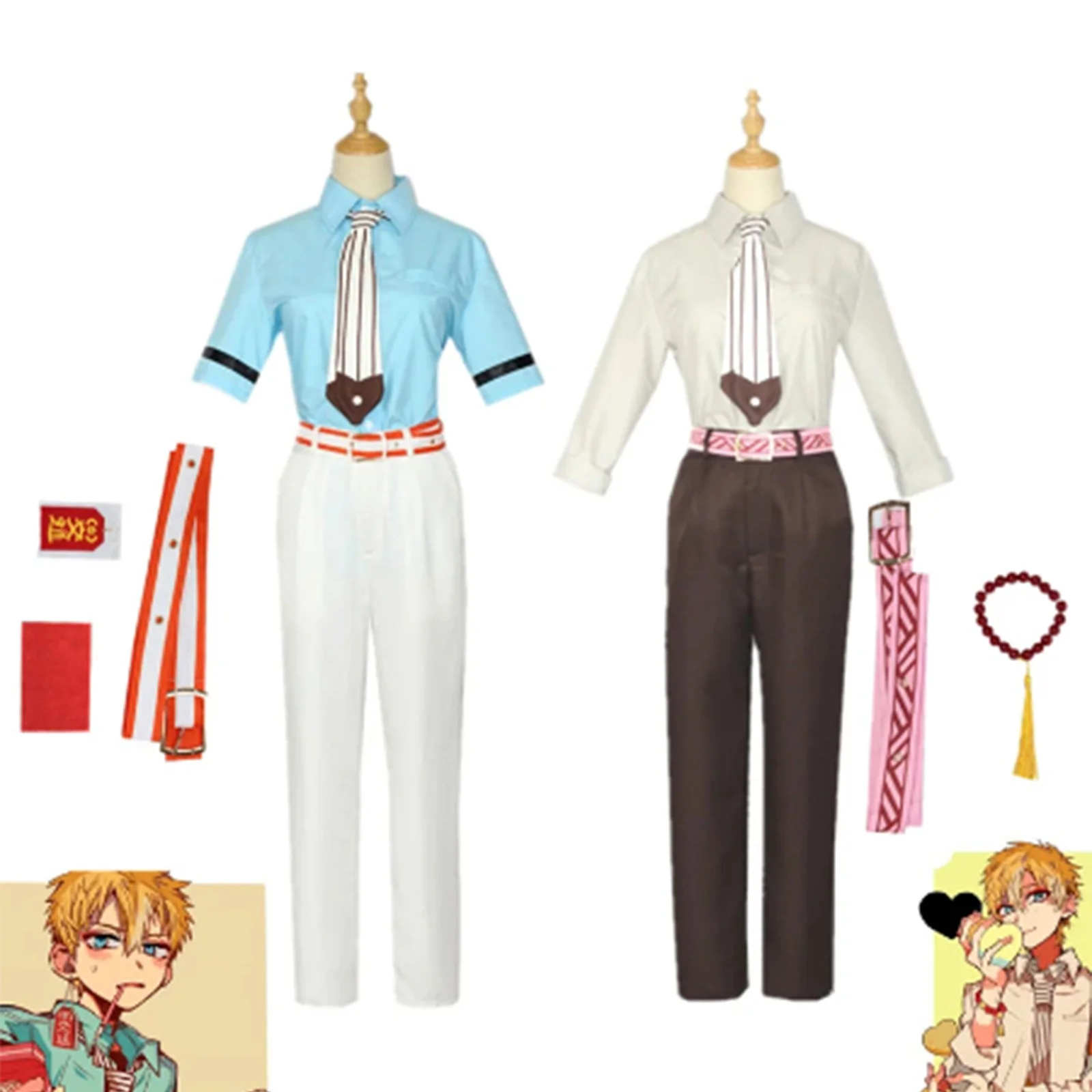 

Anime Toilet-Bound Hanako-Kun Minamoto Kou Cosplay Costume Halloween Top Shirt Pants Accessories Men Suit