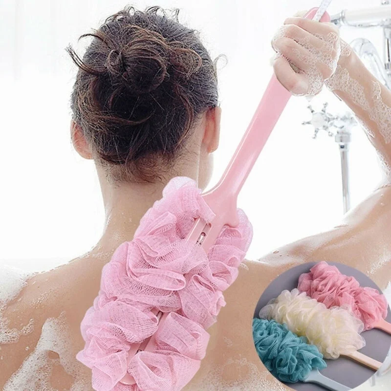 

1pc Long Handle Bath Brush Back Bath Shower Scrubber Body Soft Mesh Scrub Puff Clean Oneself Bath Back Brush