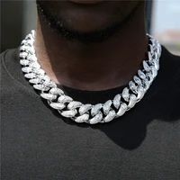 mens necklace 20mm cz chain high quality iced out micro pave cubic zirconia miami cuban chain hip hop jewelry gift