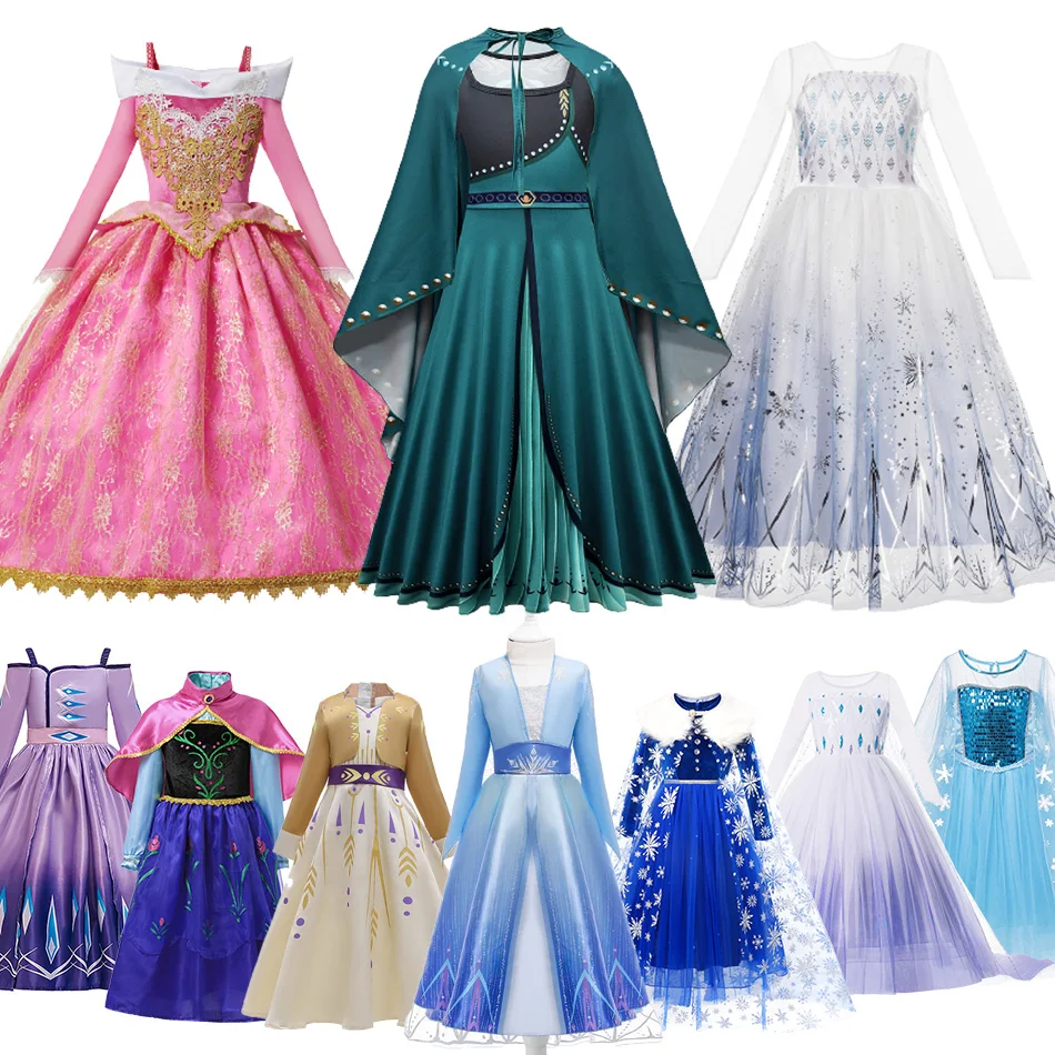 Halloween Princess Dresses Frozen 2 Girls Cosplay Snow Queen Carnival Clothing Anna Elsa Party Gown Dress Christmas Present