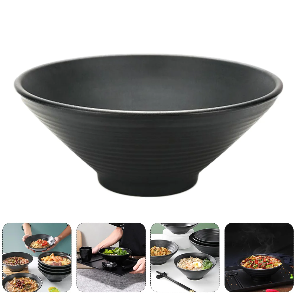 

1 Pc 8-inch Salad Bowl Nonslip Porridge Bowl Melamine Ramen Bowl (Black)