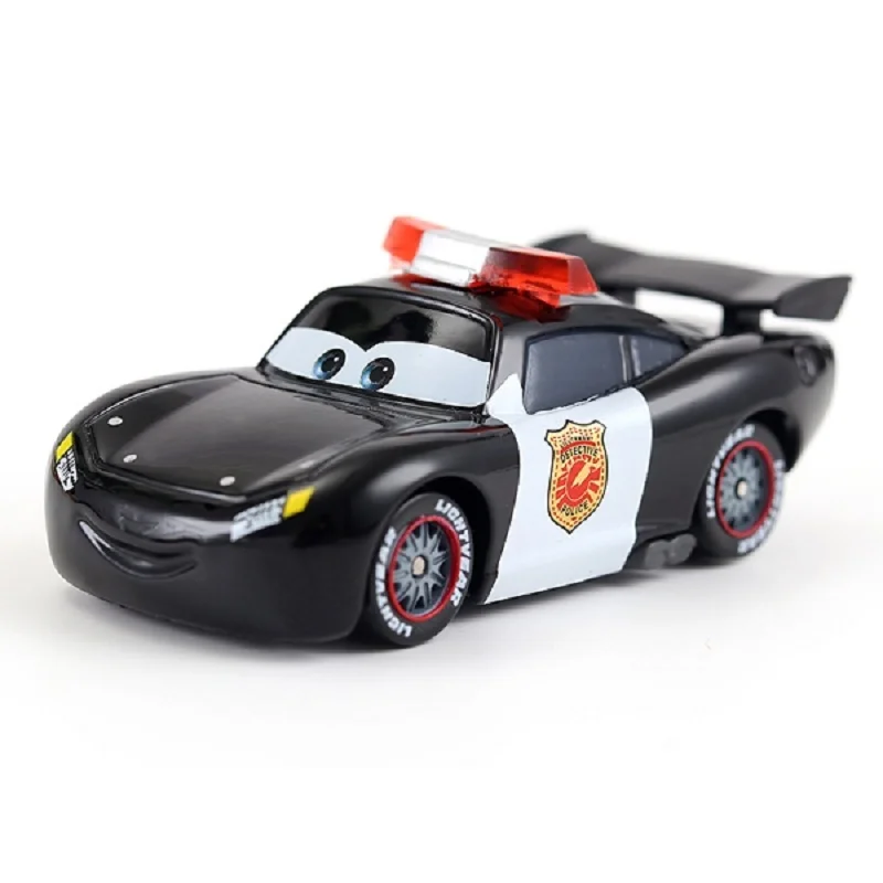 Disney Pixar Black Polic Eseries Lightning McQueen Mack Uncle Truck Jackson Storm Mater 1:55 Diecast Metal Alloy Car Mode Toy