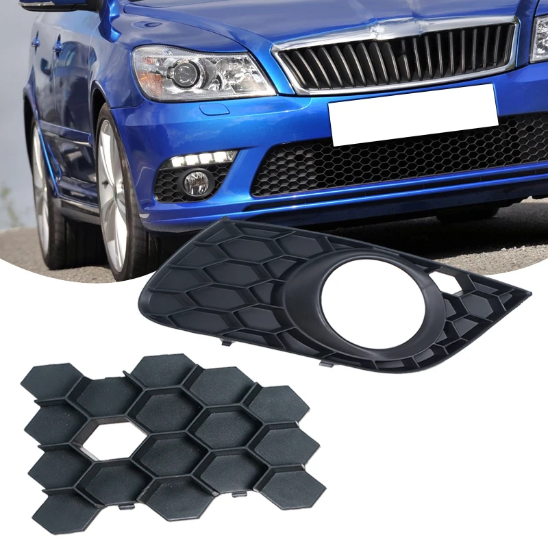 Фото Рамка противотуманной фары для SKODA OCTAVIA VRS MK2 2009-2013, решетка переднего бампера, спортивная сетчатая накладка, аксессуары 1Z0807368C №1