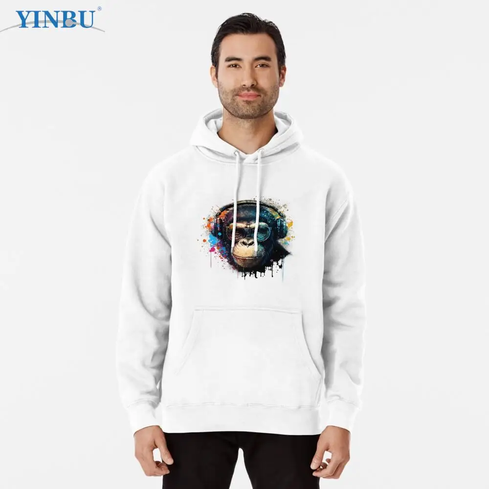 

Красочный DJ шимпанзе пуловер Толстовка 2023 Новинка свитшоты модная мужская женская одежда