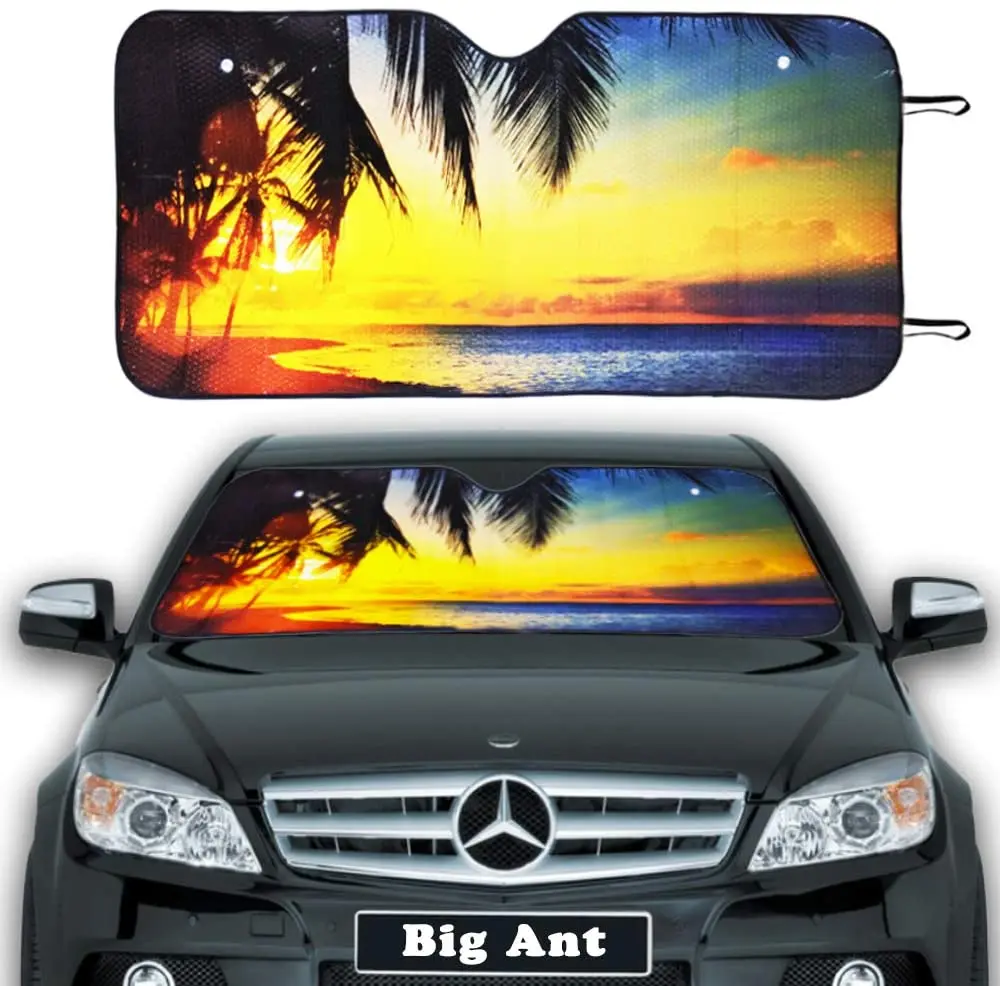 

Big Ant Windshield Sun Shade, Front Car Sun Shade Auto Sunshades Keeps Vehicle Cool, Accordion Folded UV Ray Protector Sunshade(
