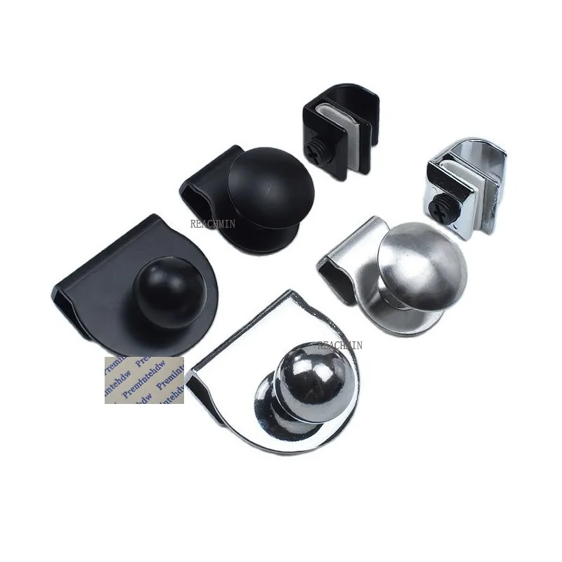 

2Pcs Frameless Glass Door Pull Knob For Wine Cabinet Cupboard Display Showcase Silver Matte Black Drill Free