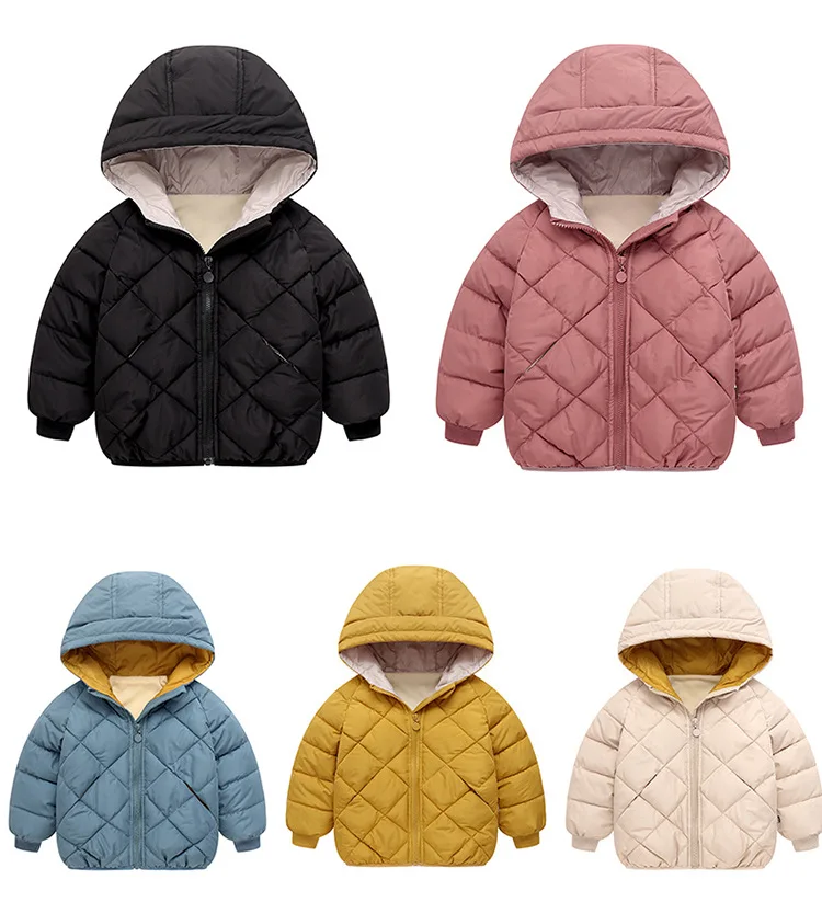 

2022 Fashion Children's Cotton-padded Clothes Autumn And Winter New Clothinng Unisex Baby Hooded Parka Boys Clothes Down Jacket