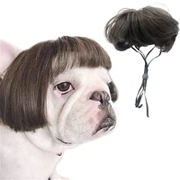 adjustable pet wigs costume headgear for dog cat realistic pet hair for cosplay party crossdressing hair hat clothes head decor