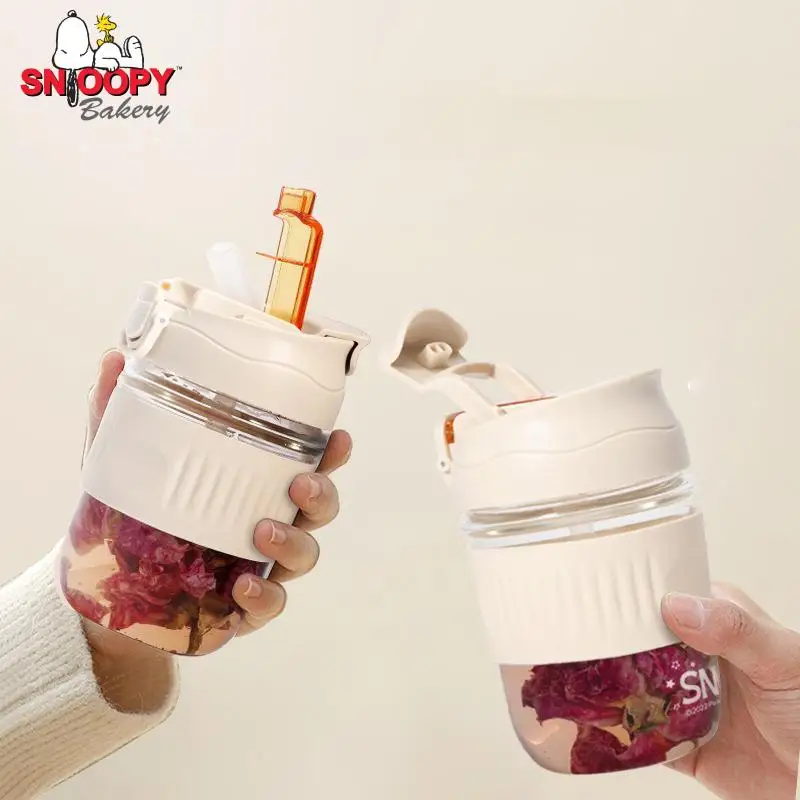 

Новинка 2023, милая мультяшная Милая стеклянная чашка для воды с соломинкой, простая и портативная Красивая молочная чашка, кофейная чашка