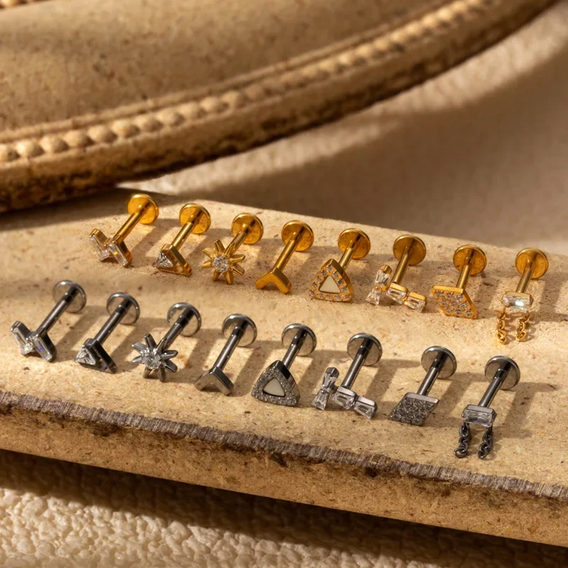 1 шт. новые титановые плоские серьги-гвоздики G23 для губ женщин 2*8 мм серьги