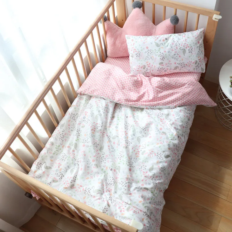 3 Pcs Baby Crib Bedding Set Cotton Bed Linens Boy Girl Cot k
