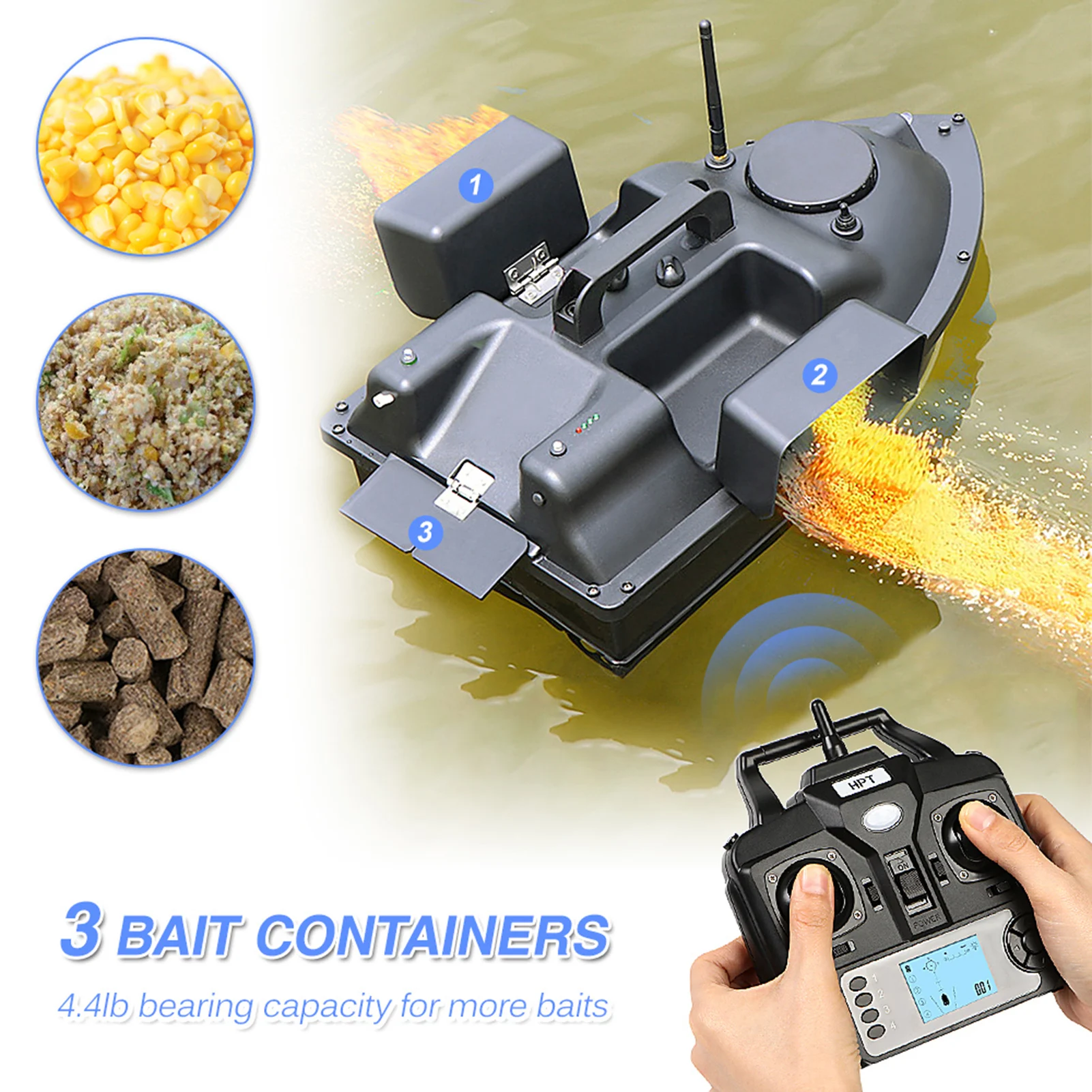 

12000mAh GPS Fishing Bait Boat with 3 Bait Containers Wireless Bait Boat with Automatic Return Function