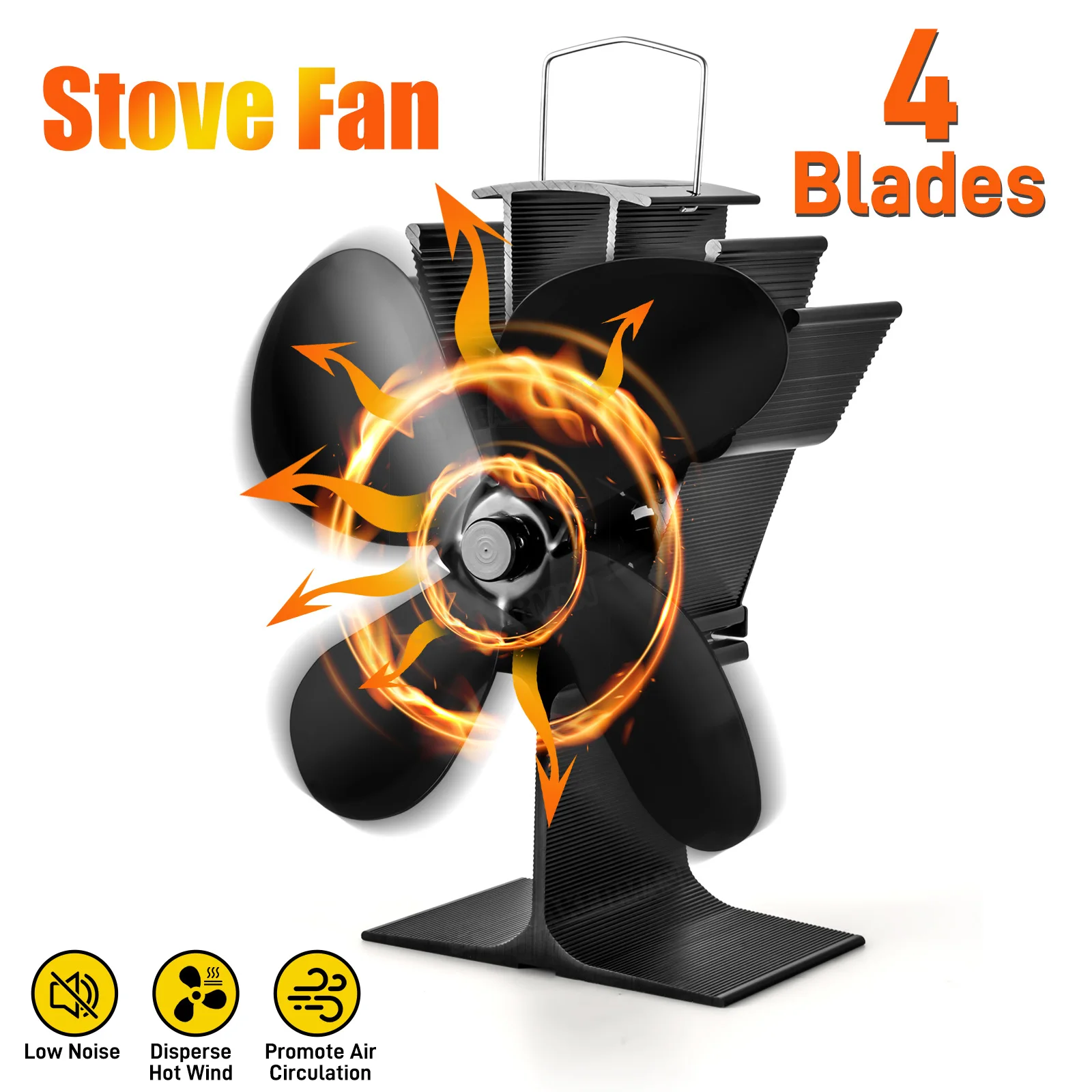 

4 piece heat stove fan log burner environmentally friendly quiet fireplace fan winter warmth and effective heat distribution