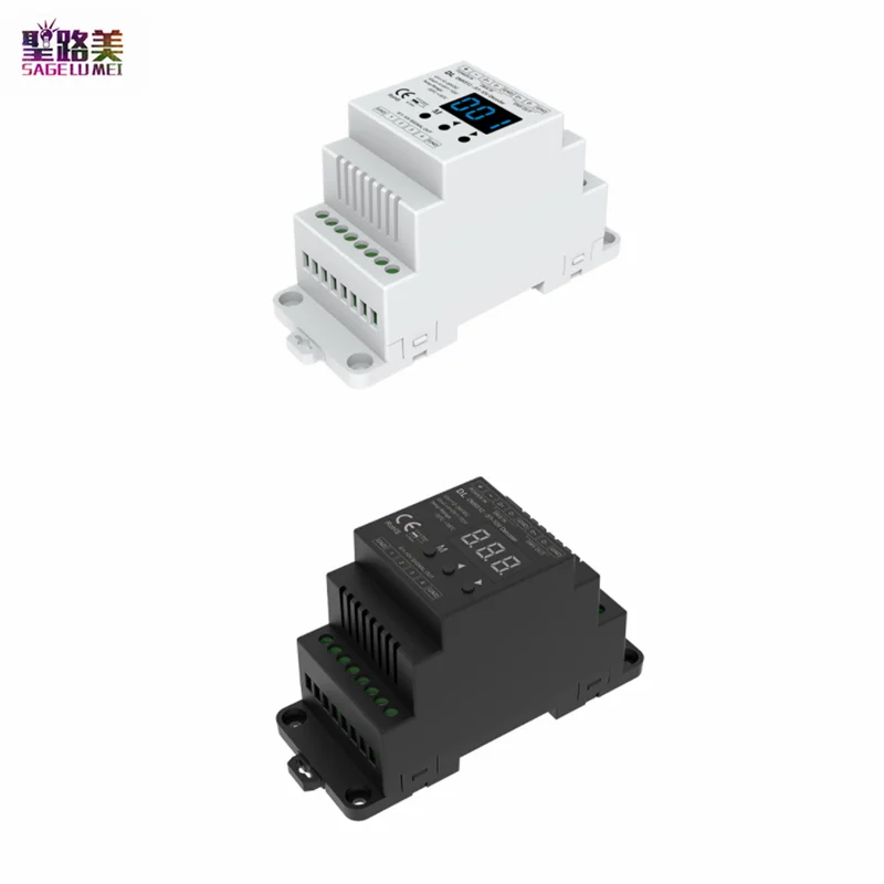 

DC12V-24V 4CH 0/1-10V DMX512 Decoder Din Rail For Single color LED Tape Ribbon RGB/RGBW Mode and 4 channel DMX Dimmer Mode
