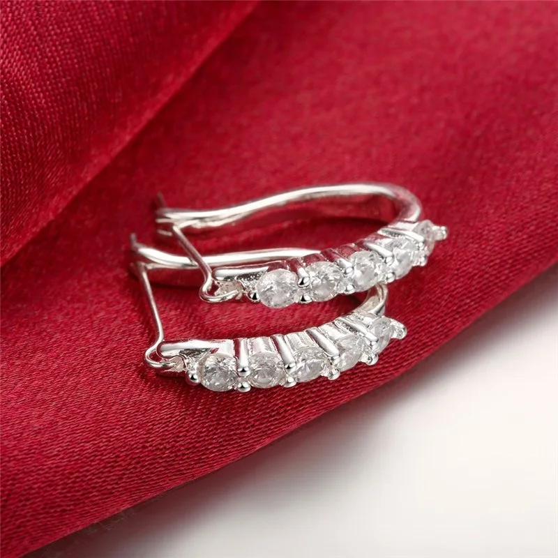 

New Selling 925 Sterling Silver Earrings for Women Jewelry All-match trend Zircon Ear buckle Christmas Gifts