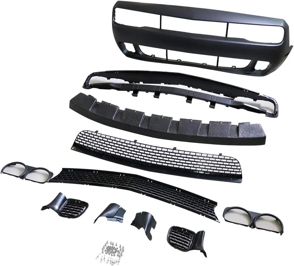 Полный передний бампер с решеткой и губкой комплект кузова Whole Hellcat для Dodge2015-2023