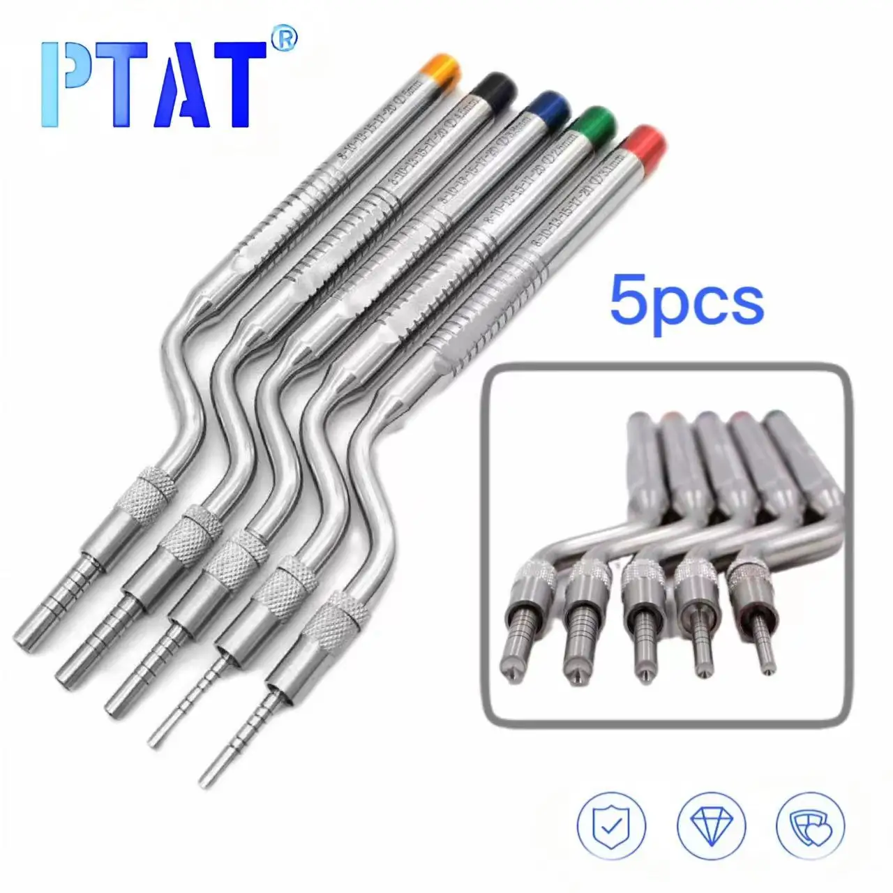 

5 Pcs Set Dental Implant Osteotome Instruments Sinus Lift Bended (Concave Tips) Dental Surgical Instruments Orthodontic