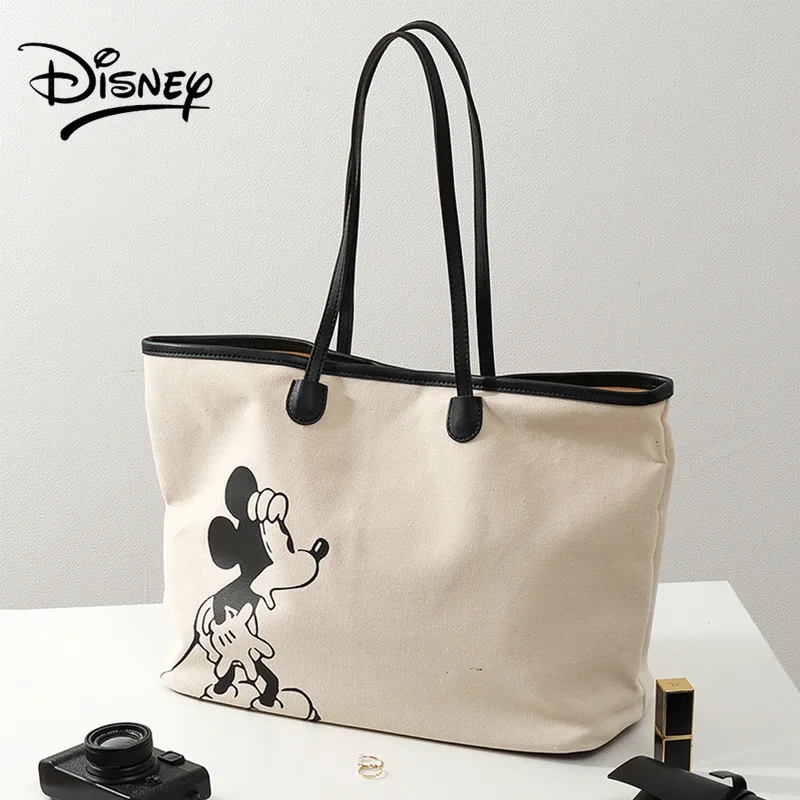 Disney Mickey Tote Fashion Women's Bag Niche Design Large Capacity Shoulder Bag Student Shopping Bag Shoulder Handbag Canvas