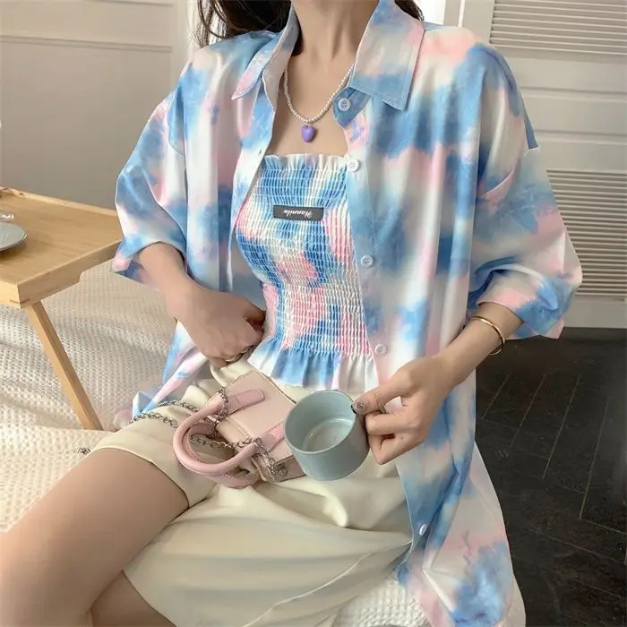 

Shirts Women Harajuku Printed Simple Design Loose College Unisex Leisure Newly Tops All-match Stylish Ladies Spring Long Sleeve